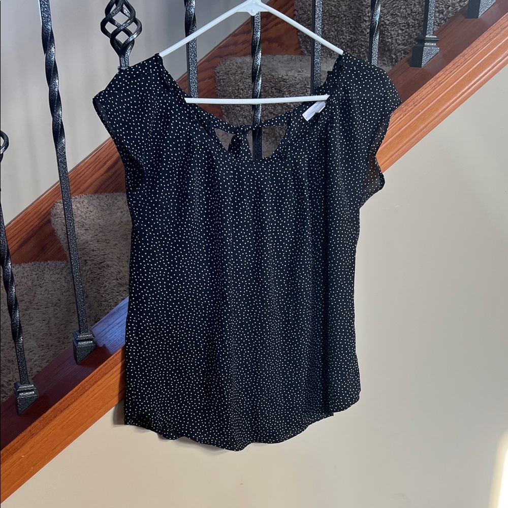 LC Lauren Conrad Black and White Polka Dot Blouse